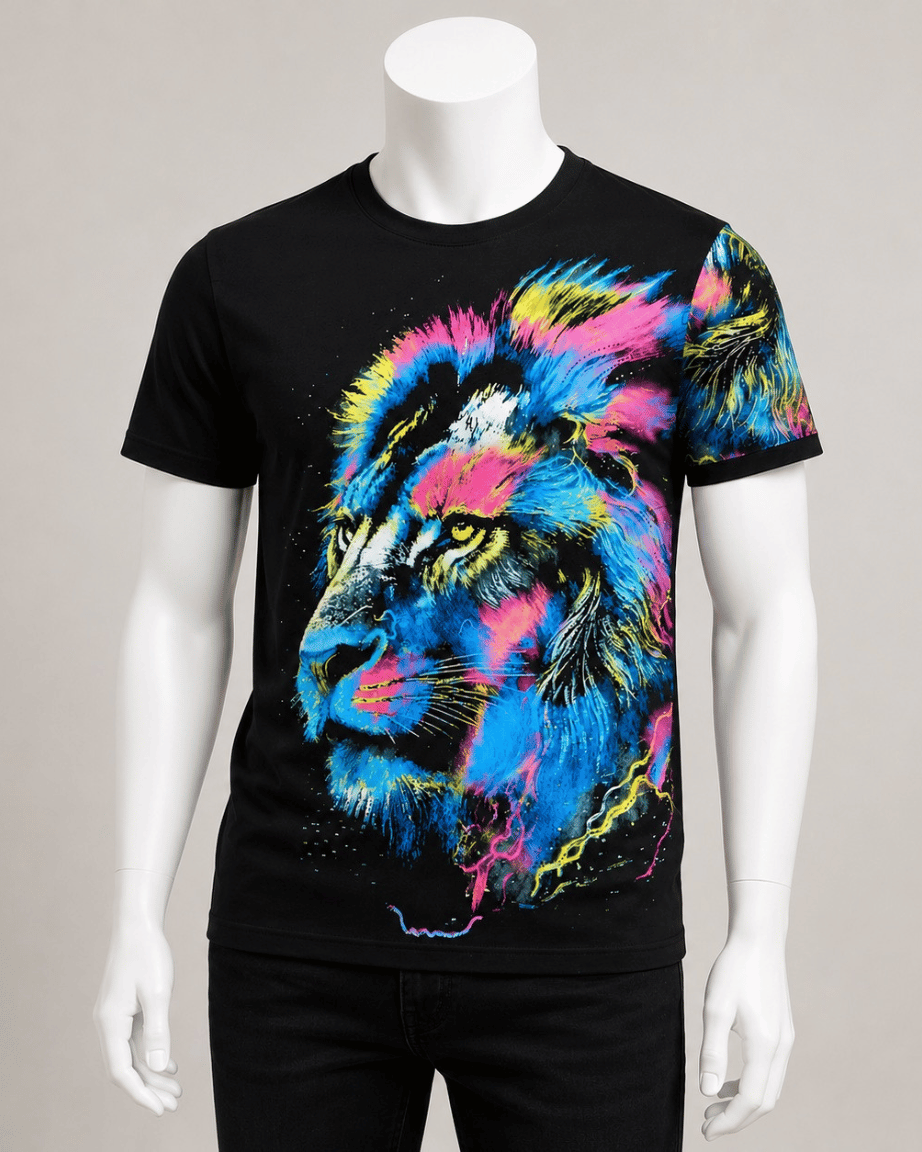 Neon Lion Graphic T-Shirt