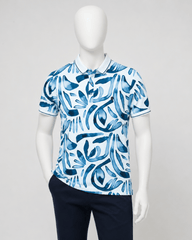 Shop Azure Abstract Print Polo T-Shirt
