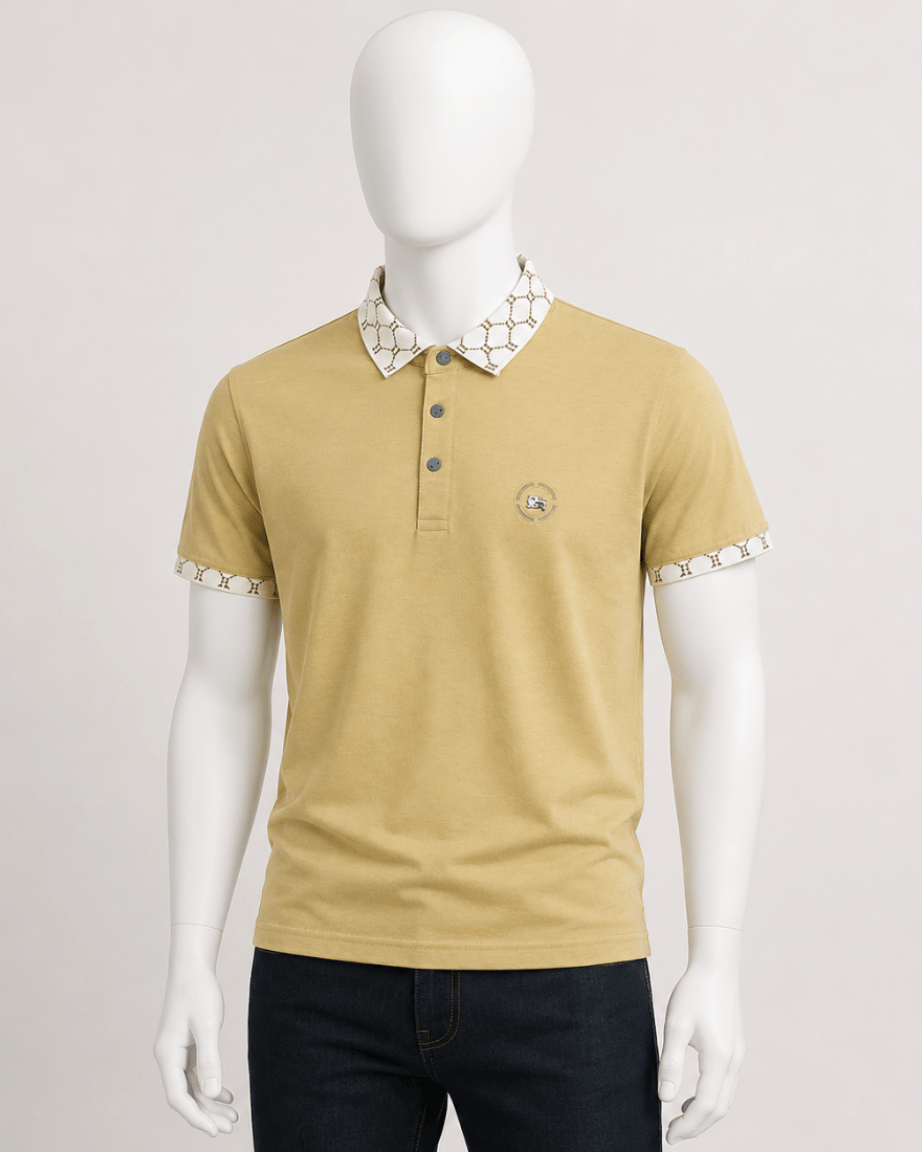 Desert Gold Pattern Collar Polo T-Shirt