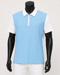 Sky Blue Zip Collar Polo T-Shirt