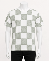 Sage Checkered Print T-Shirt
