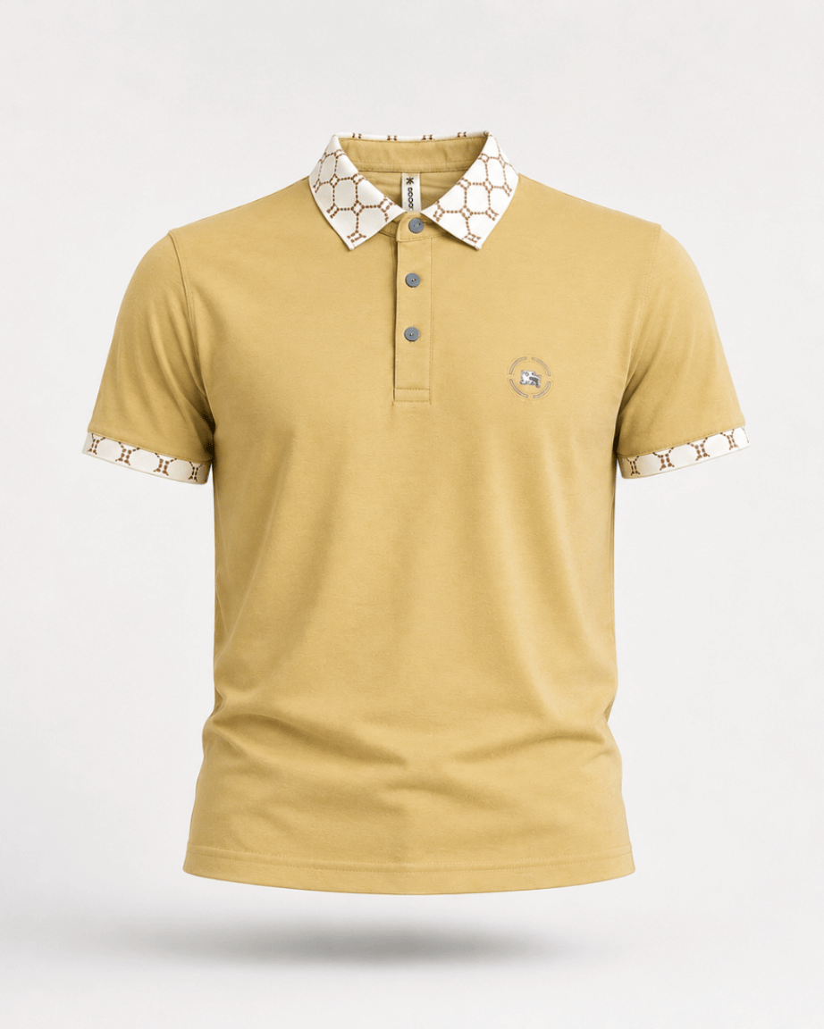 Desert Gold Pattern Collar Polo T-Shirt