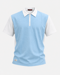 Sky Blue Zip Collar Polo T-Shirt
