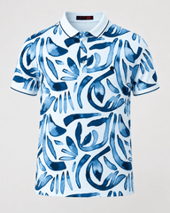 Shop Azure Abstract Print Polo T-Shirt