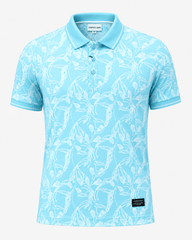 Sky Bloom Floral Print Polo T-Shirt