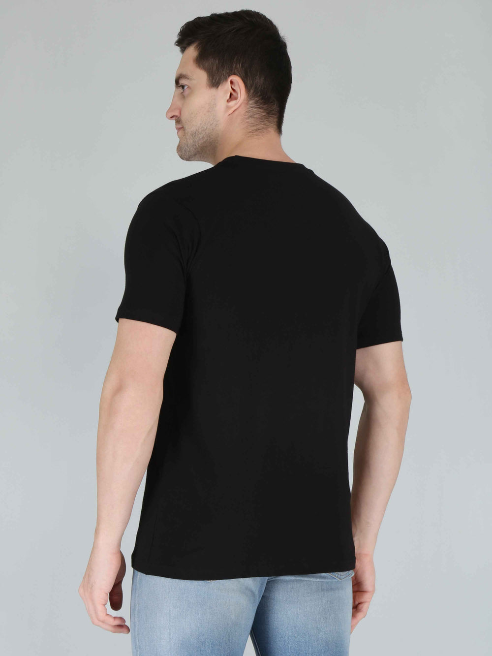 Black Half Sleeve Plain T-shirt