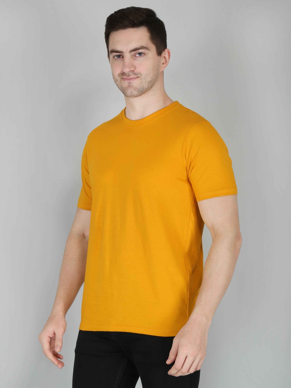 Mustard Half Sleeve Plain T-shirt