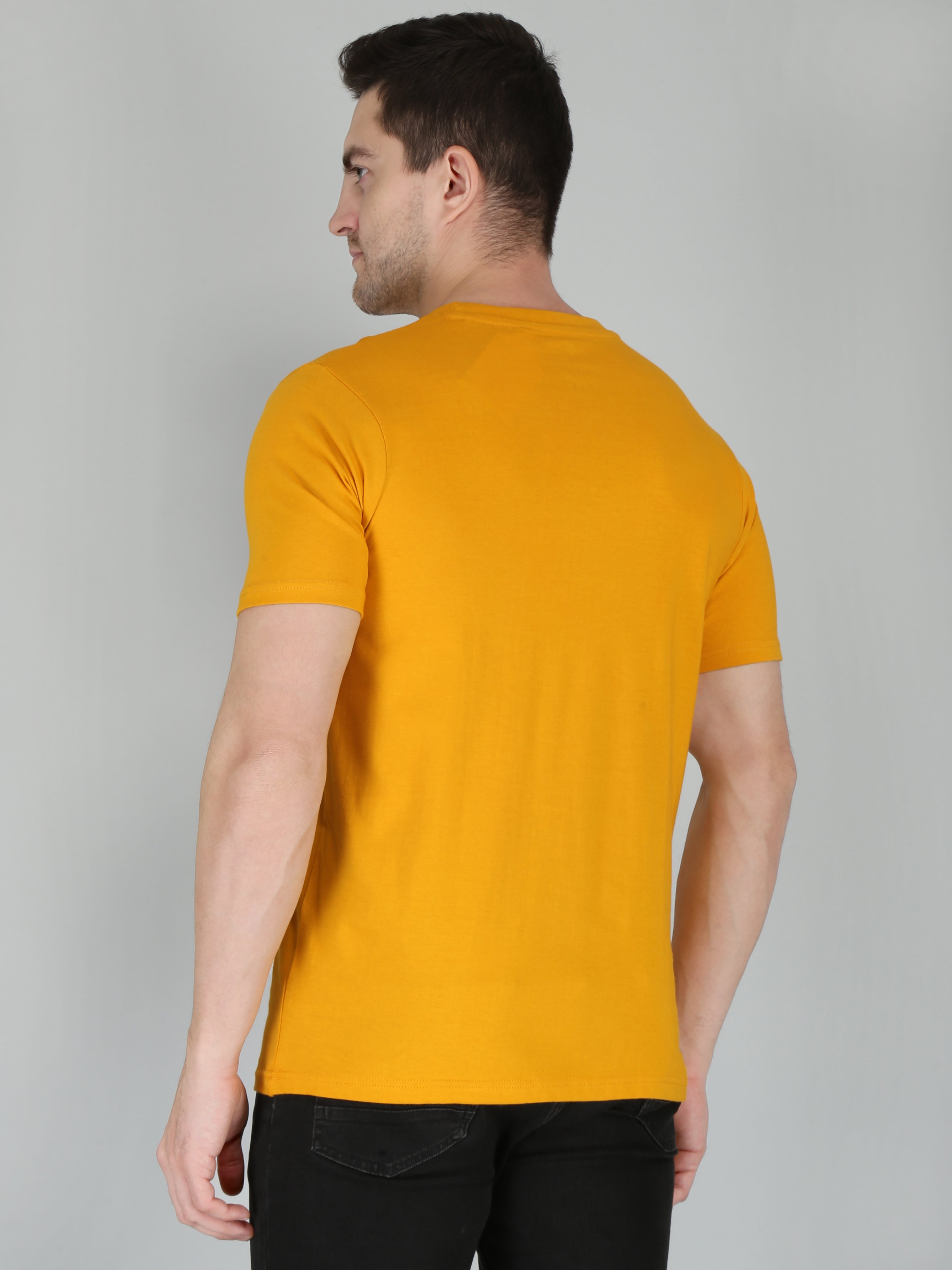 plain men's half sleeve t shirt mustard s cotton round neck
