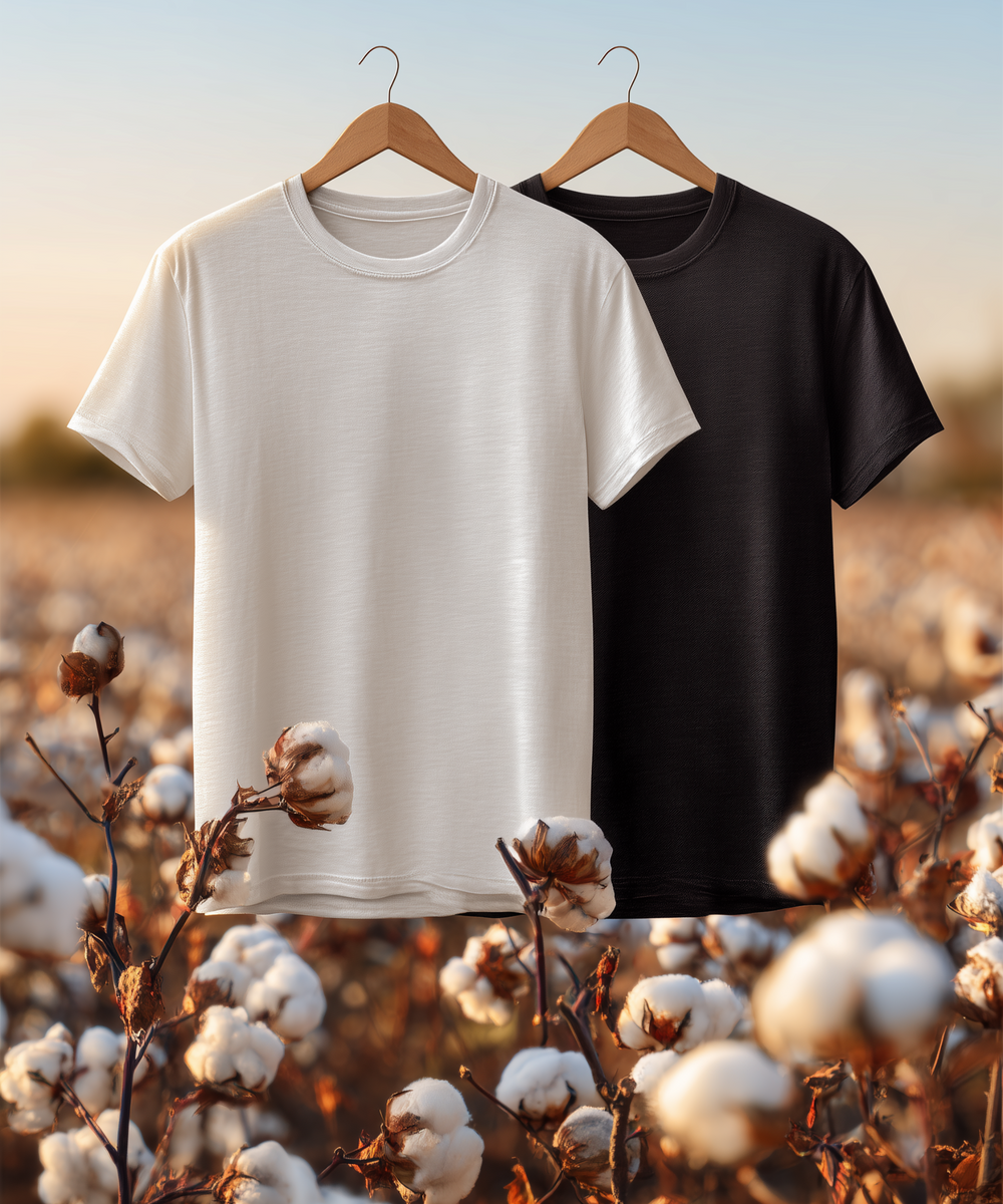 Black & White Slub Cotton T-Shirt Combo
