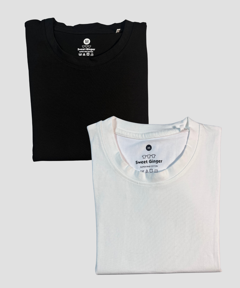 Black & White Cotton Lycra Stretch T-Shirt Combo