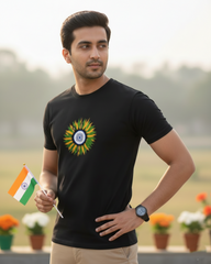 Flower Indian Flag T-shirt - Black