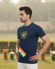 Flower Indian Flag T-shirt - Navy