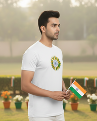 Flower Indian Flag T-shirt - White