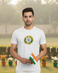 Flower Indian Flag T-shirt - White