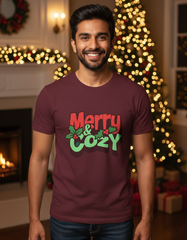 Merry & Cozy Christmas T-shirt - Wine