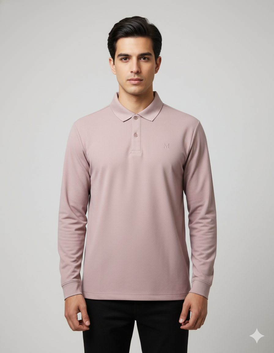 Solid Men's Full Sleeve Polo T-shirt