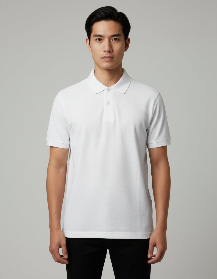 Solid Polo T-shirt for Men - White