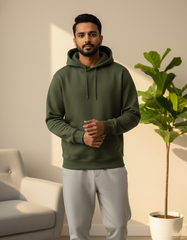 Unisex Solid Hoodie in Olive