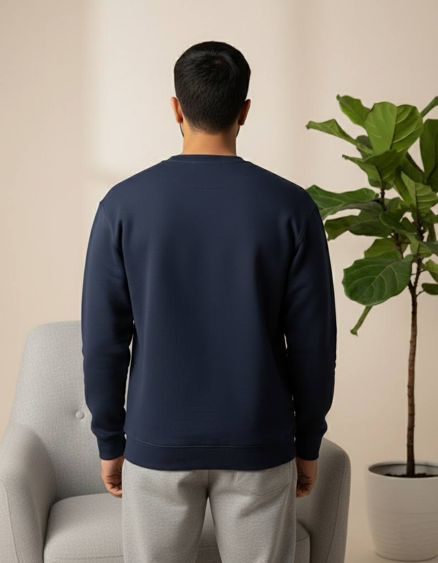 Unisex Solid Sweatshirt in Navy