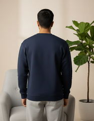 Unisex Solid Sweatshirt in Navy
