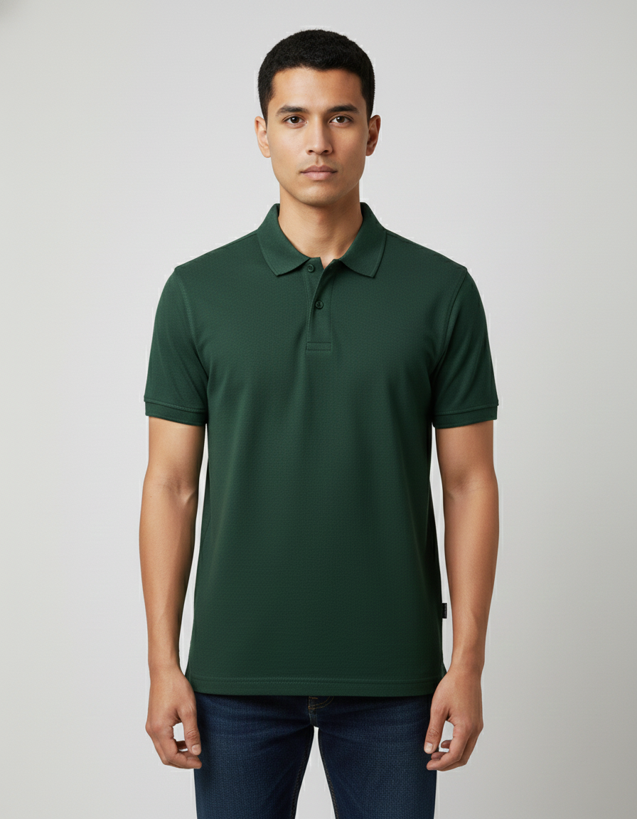 Solid Polo T-shirt for Men - Bottle Green