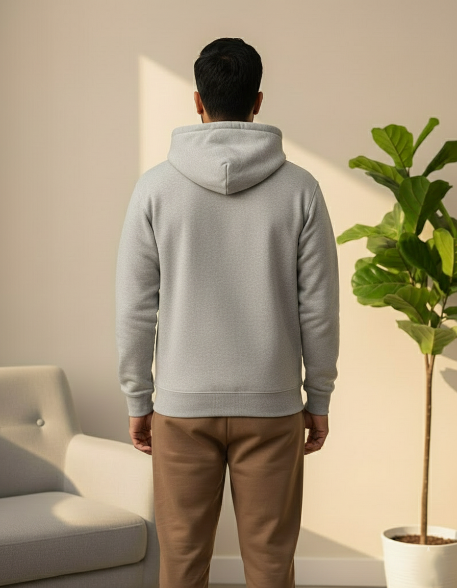 Unisex Solid Hoodie in Gray Melange