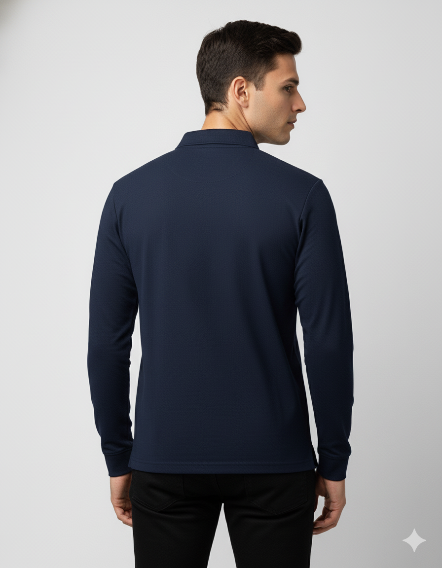 Solid Men's Full Sleeve Polo T-shirt