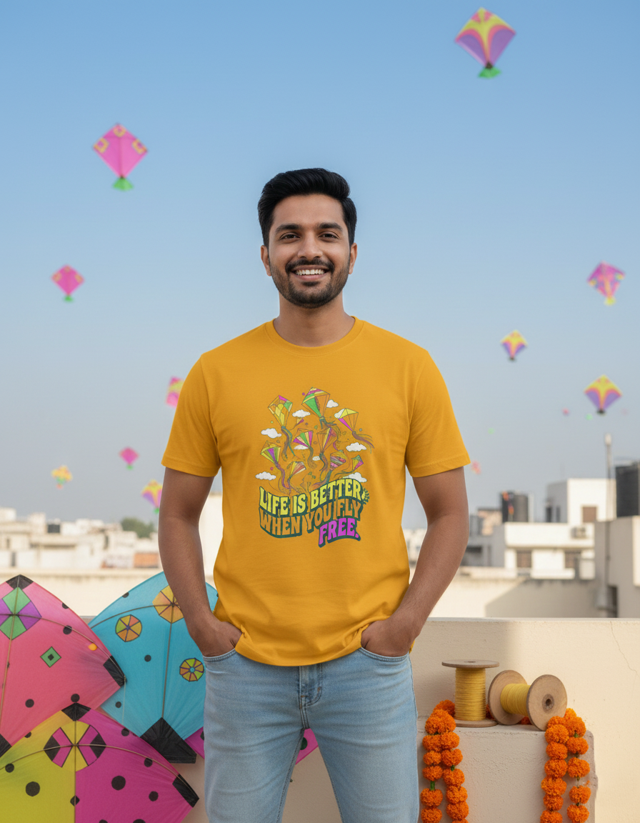 Fly Free T-shirt- Mustard
