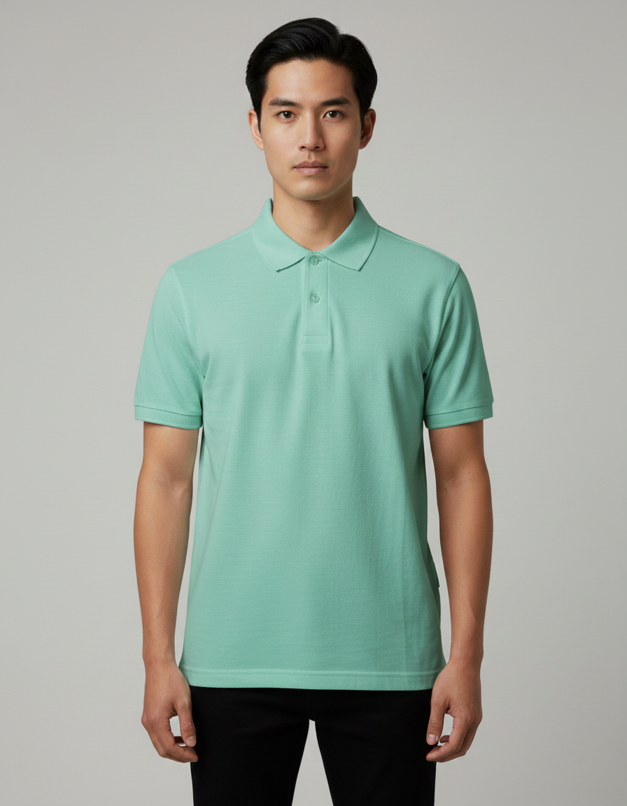 Solid Polo T-shirt for Men - Coral Green
