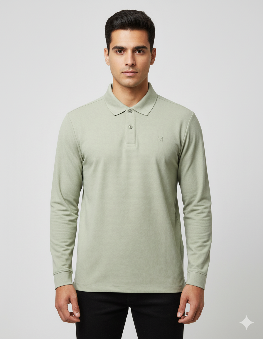 Solid Men's Full Sleeve Polo T-shirt