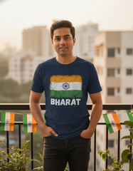Bharat Flag T-shirt - Navy