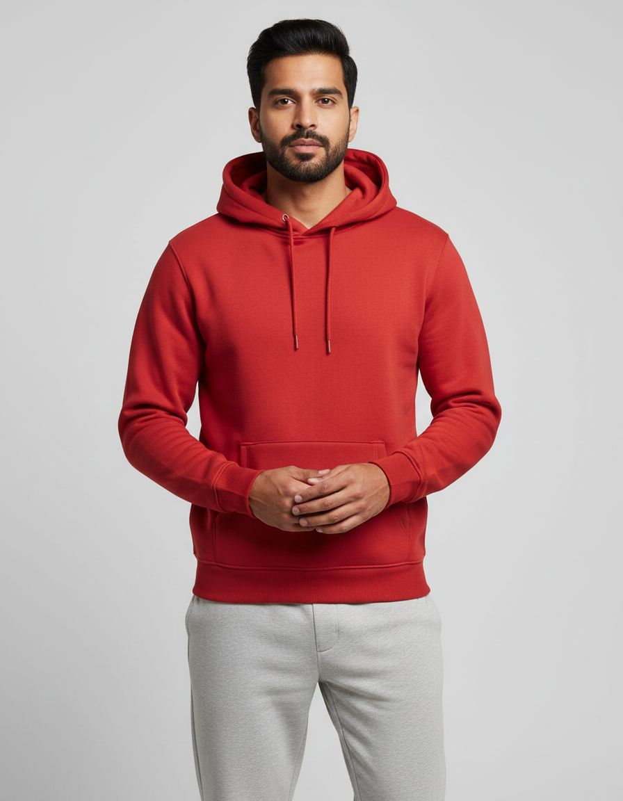 Unisex Solid Hoodie in Red