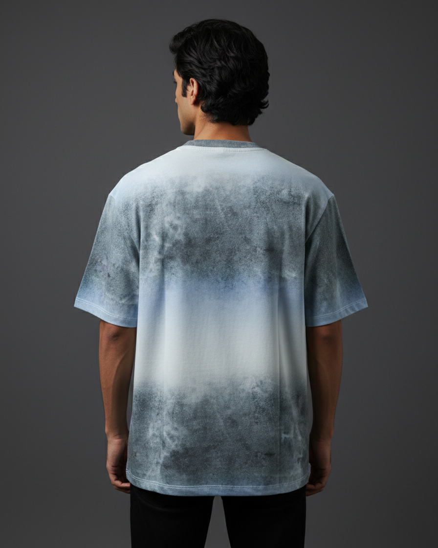 Green Grey Gradient Oversized Fit T-Shirt
