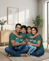 We Are One Family T-Shirts in Basil Green