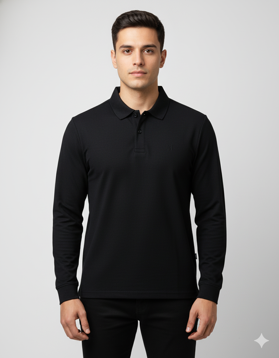 Solid Men's Full Sleeve Polo T-shirt