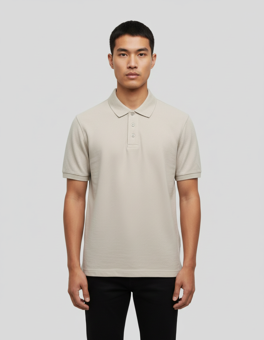 Solid Polo T-shirt for Men - Beige