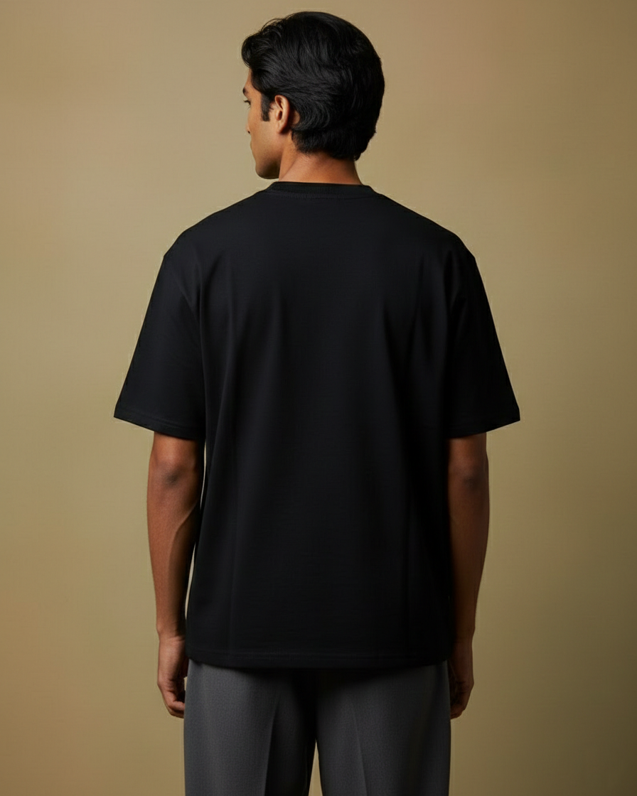 The Passport Collage Oversized Fit T-Shirt in Black