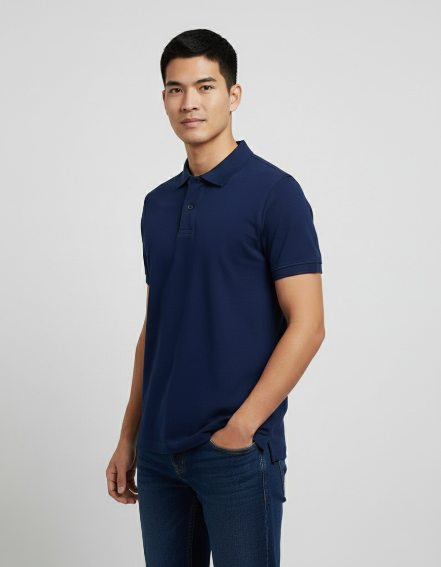 Solid Polo T-shirt for Men - Navy