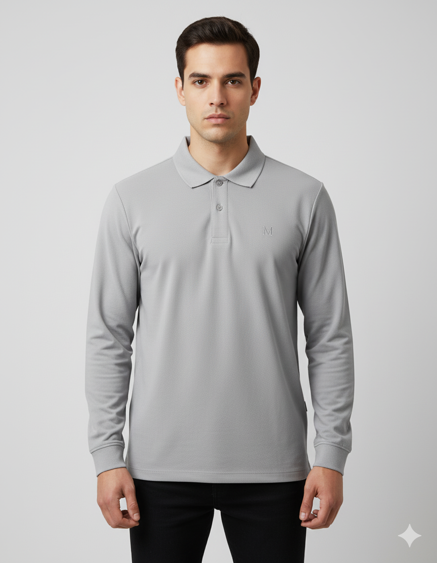 Solid Men's Full Sleeve Polo T-shirt