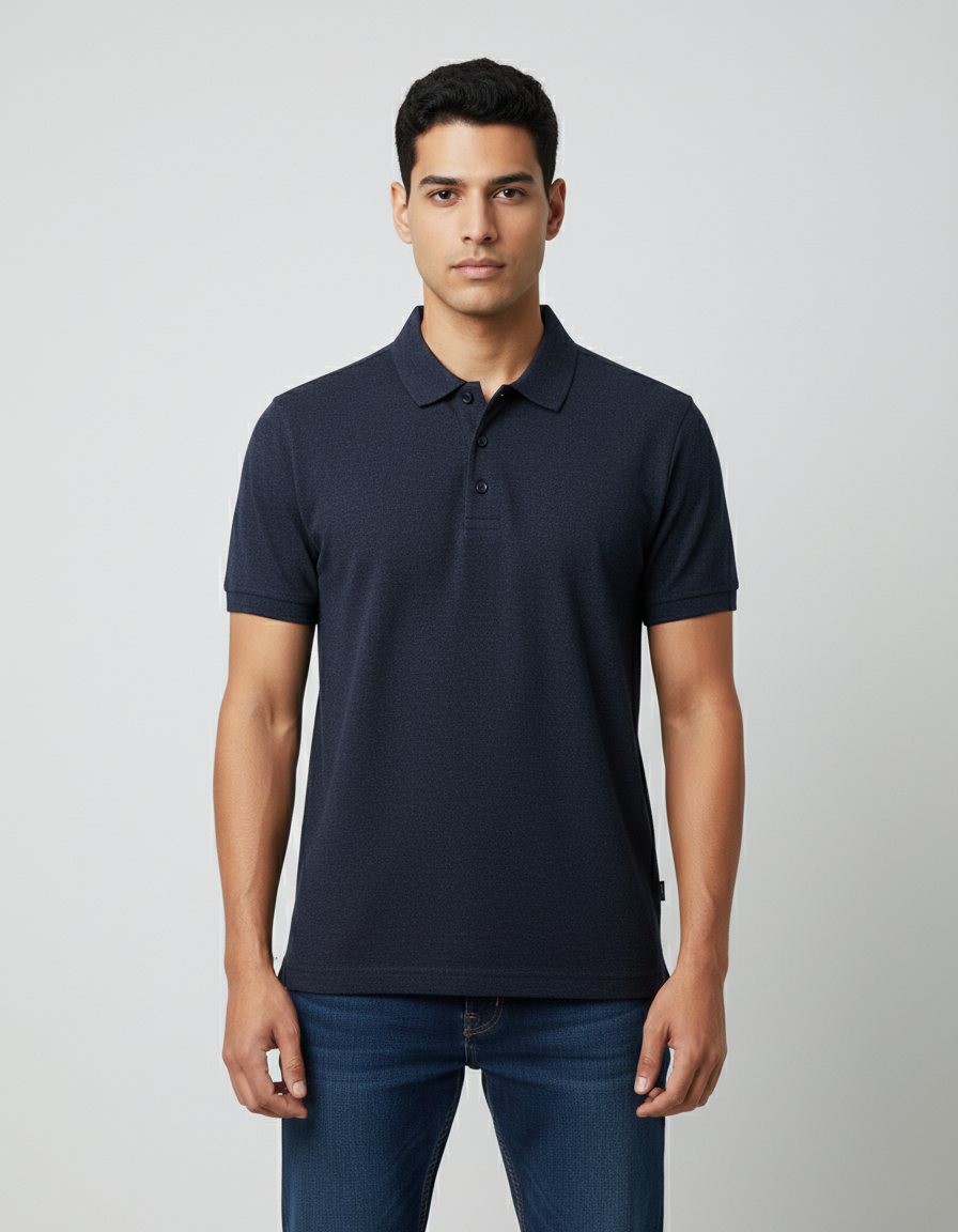 Solid Polo T-shirt for Men - Denim Blue