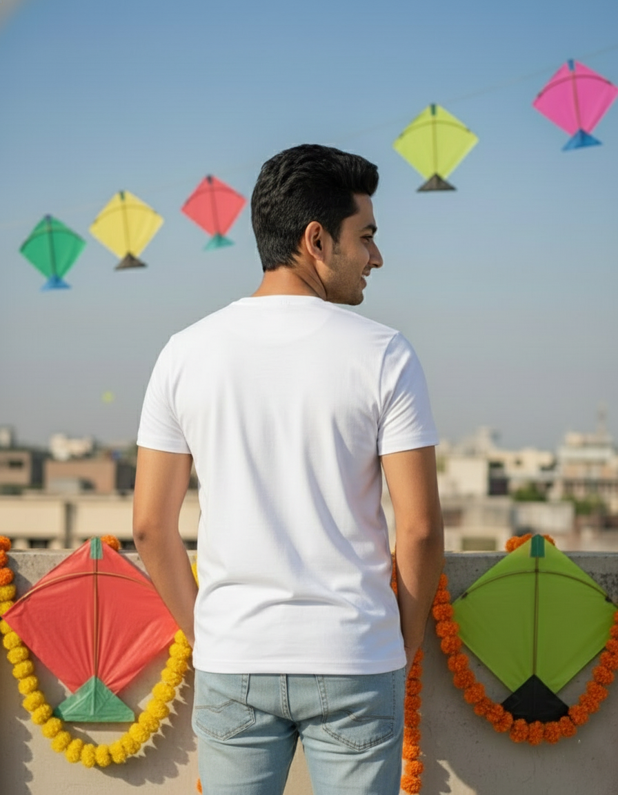 Makar Sankranti T-shirt - White