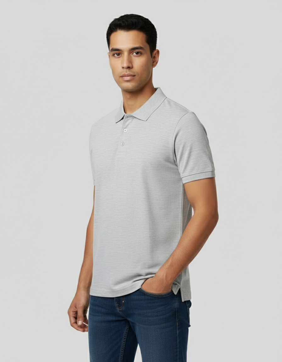 Solid Polo T-shirt for Men - Gray