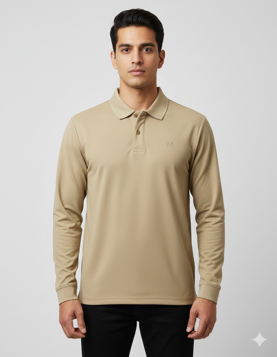Solid Men's Full Sleeve Polo T-shirt