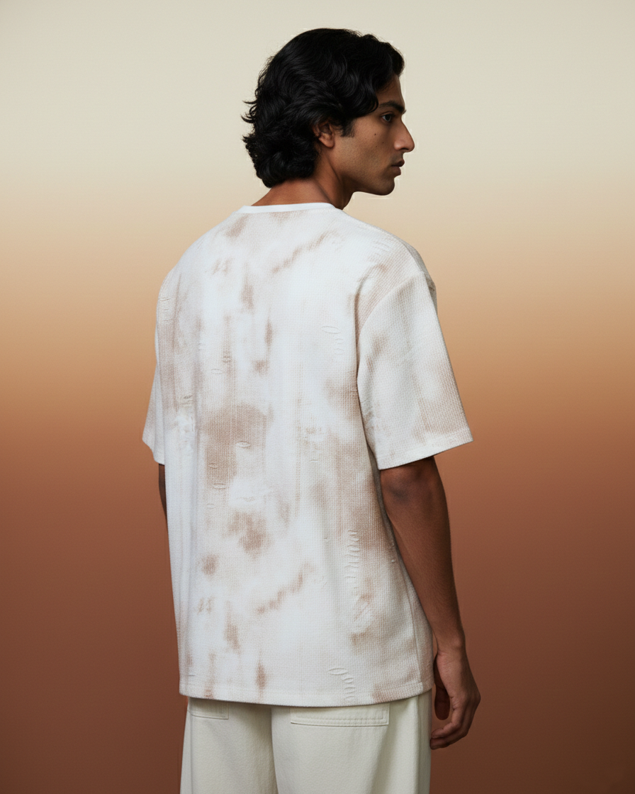 Earth Tone Textured Oversized Fit T-Shirt