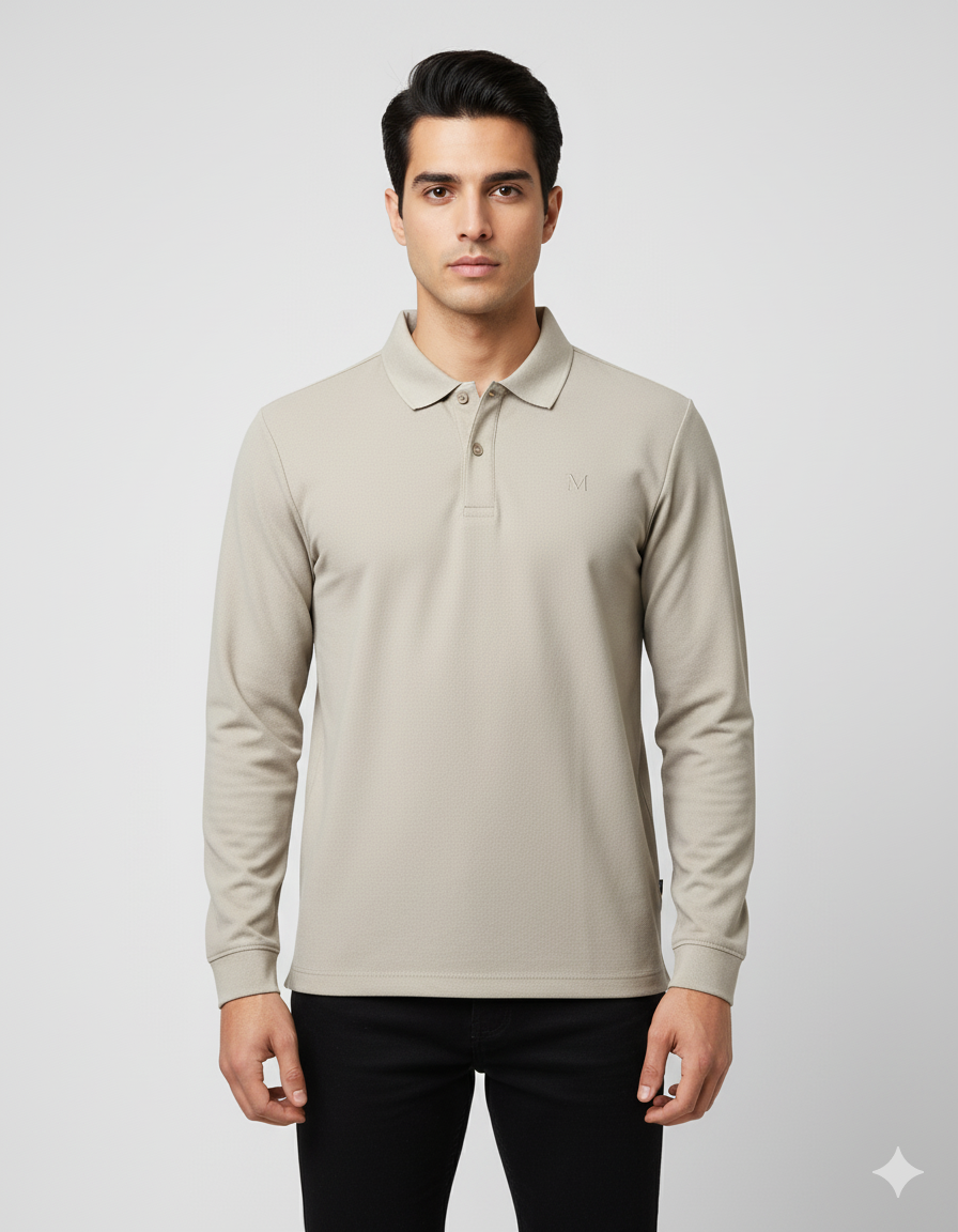 Solid Men's Full Sleeve Polo T-shirt