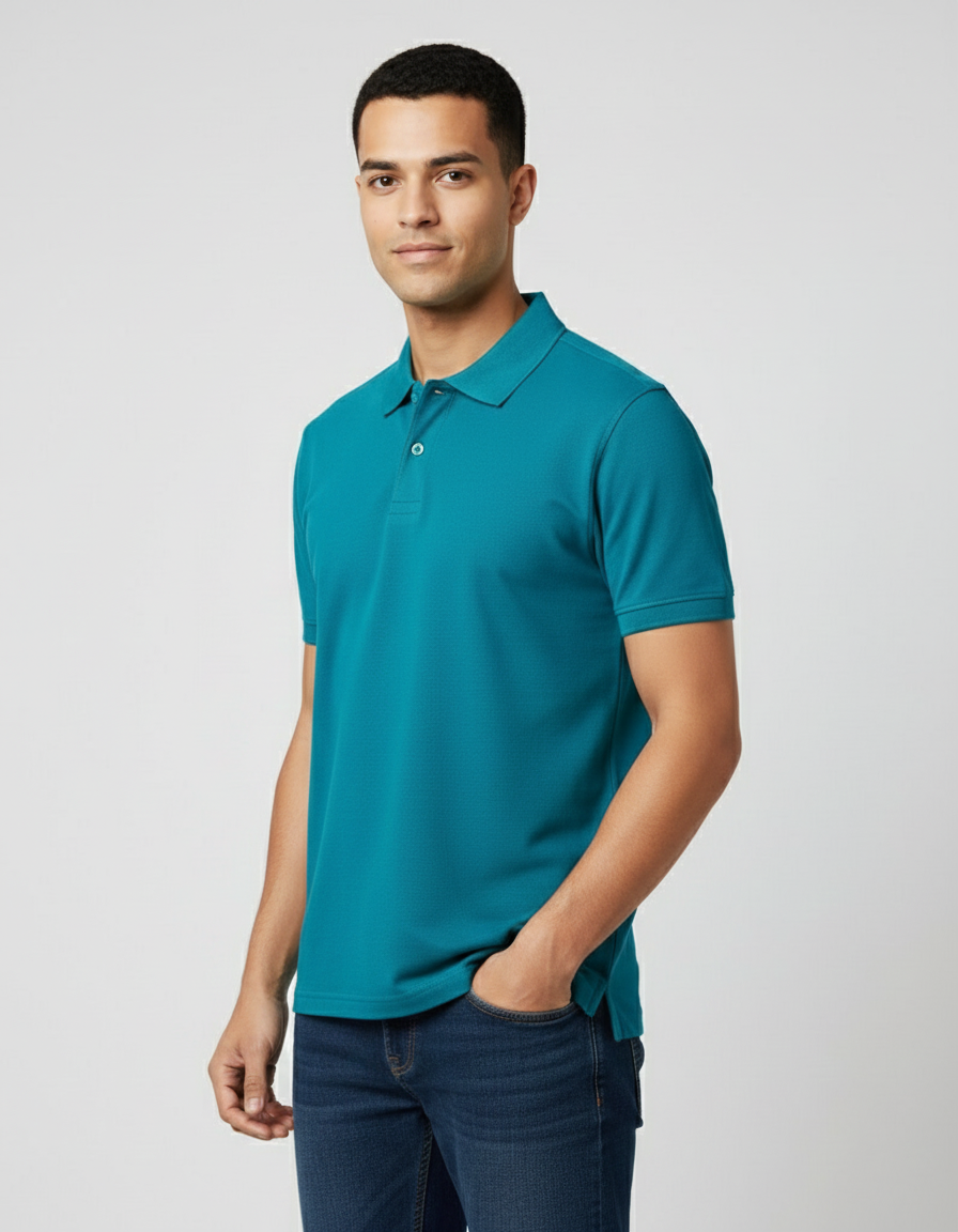 Solid Polo T-shirt for Men - Teal