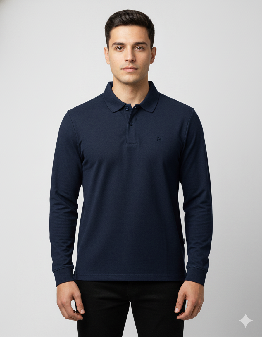 Solid Men's Full Sleeve Polo T-shirt