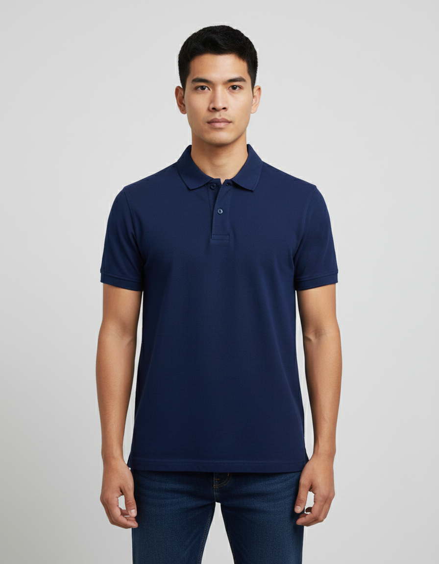 Solid Polo T-shirt for Men - Navy
