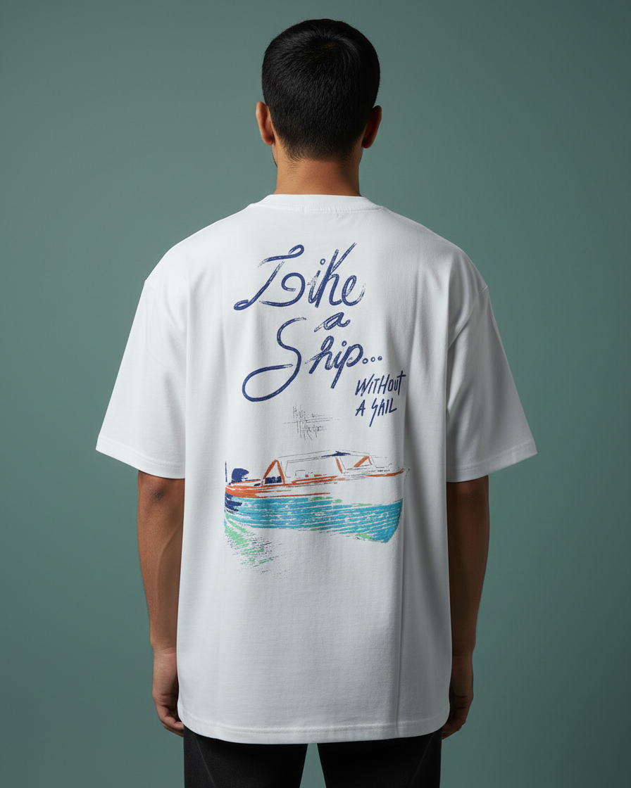 The 'Ship Without a Sail' Oversized T-Shirt in White