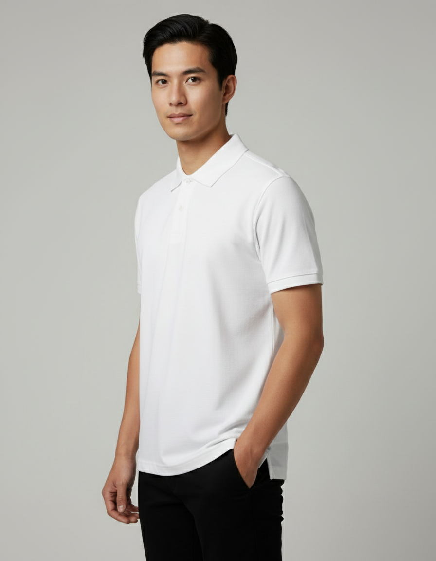 Solid Polo T-shirt for Men - White
